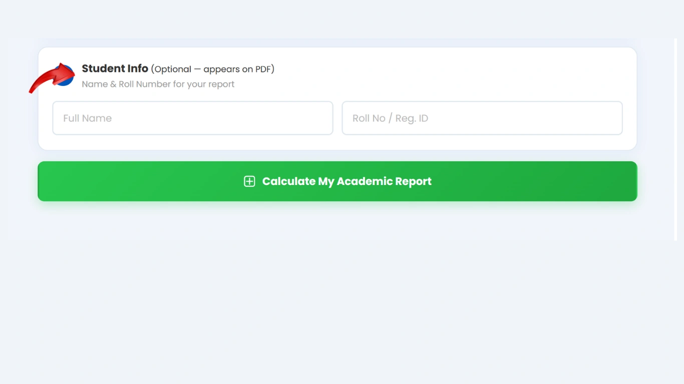 enter student iinformationa but optional