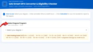 AU GPA Calculator qau select your degree program