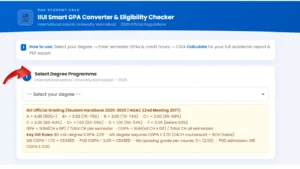 IIUI GPA Calculator iiui select your degree program