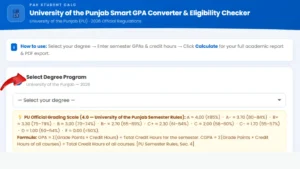 pu select your degree program